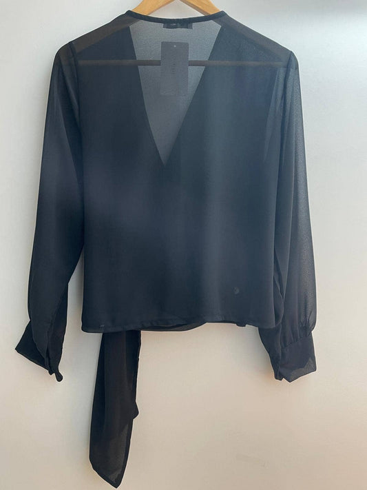 Elegant Black Wrap Blouse