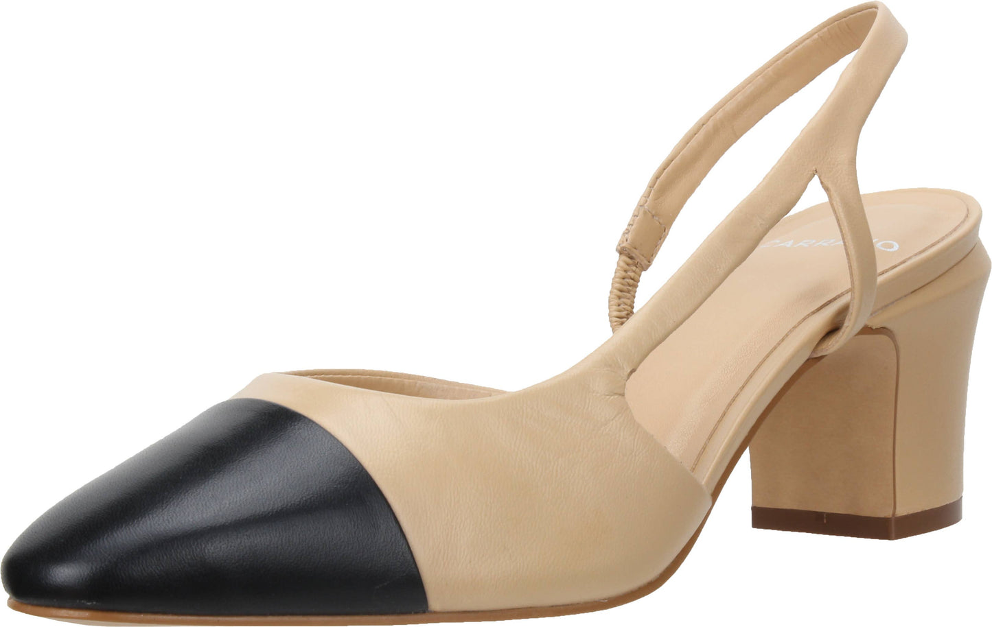 Donna - Dress Sling Back Leather Pump Black/Cream